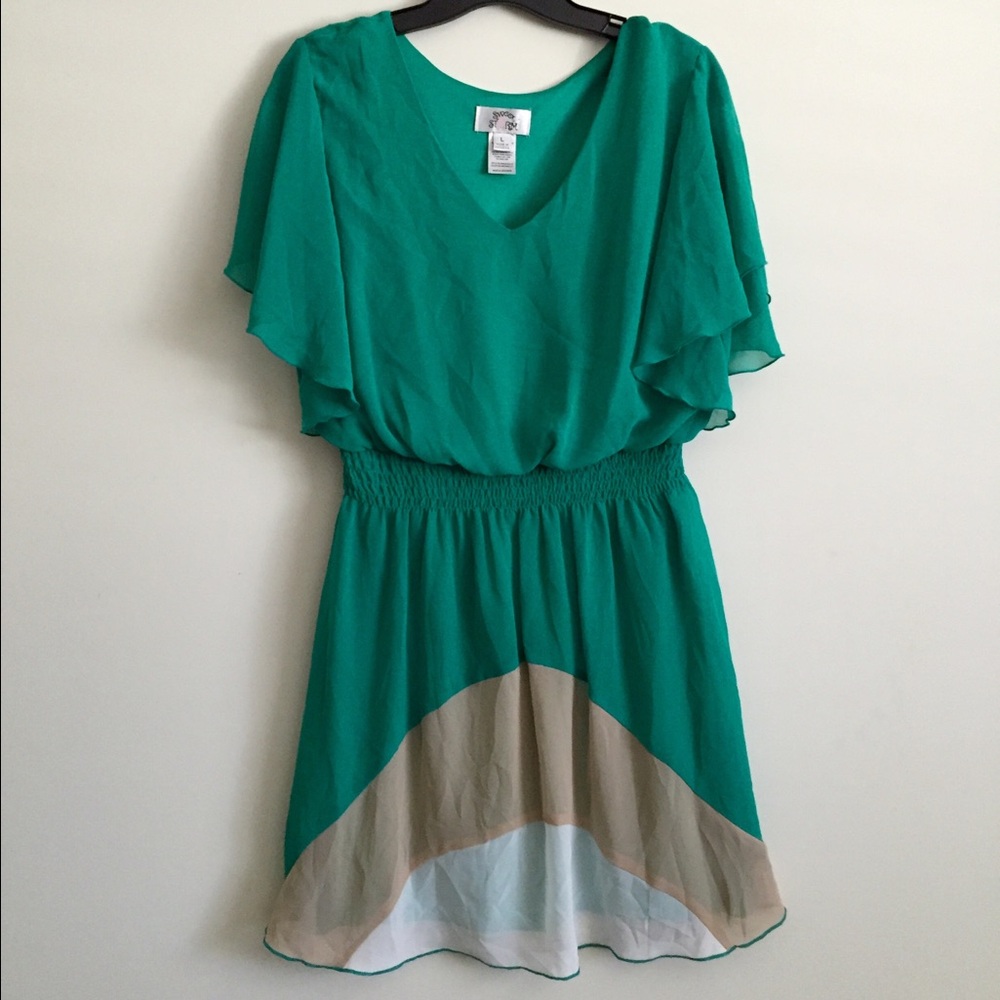 Sweet Storm darling green color block dress